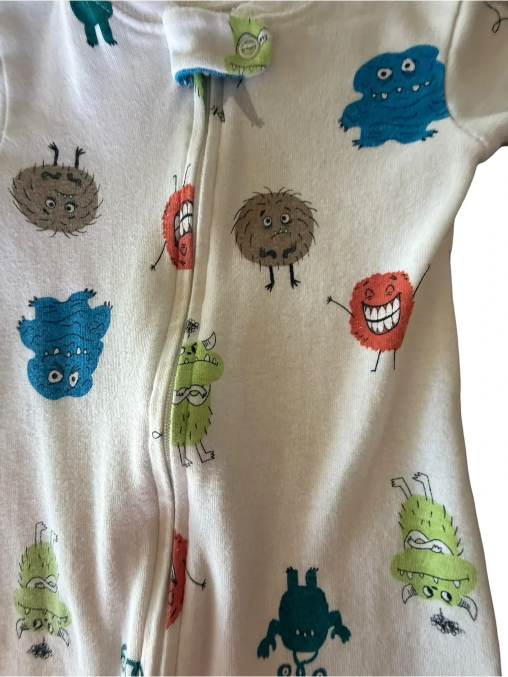 Carter’s Monster Footed Zip Sleeper Pajamas 18M White Cotton